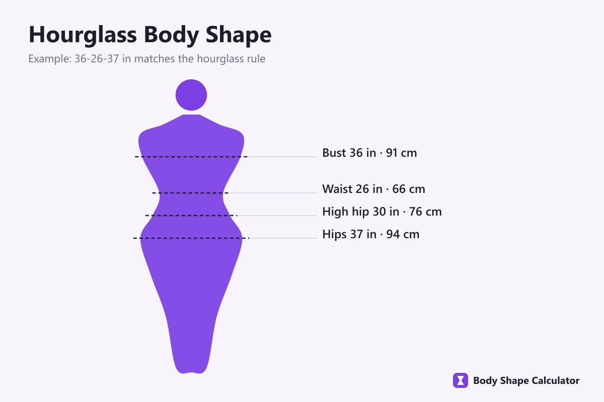 hourglass body shape outline with measurements
